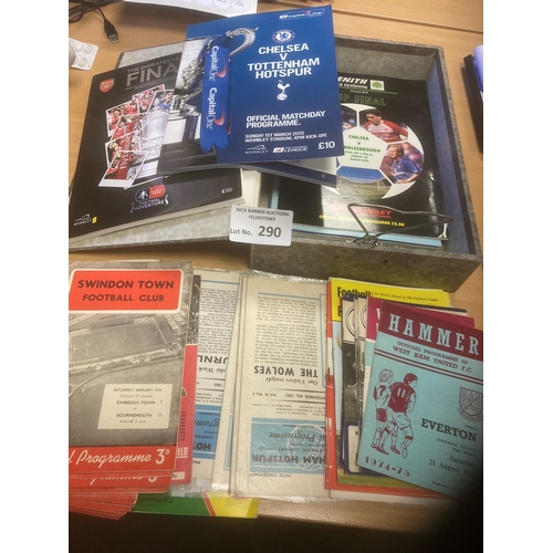 290 - Football : Box File of programmes good lot of 1960s inc Chelsea, Tottenham, Swindon, cup finals etc