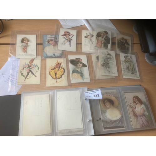 322 - Postcards : Glamour - vintage album of super collection of cards many foreign/French etc - great lot... 