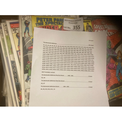 355 - Comics : The Spectacular Spiderman collection 234 issues in total inc No.1 1976 plus annuals - all l... 