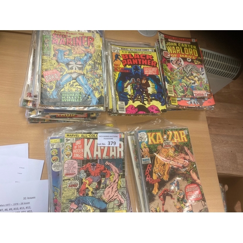 379 - Comics : Marvel comic selection inc Submariner (39), Black Panther (21), John Carter - Warlord of Ma... 