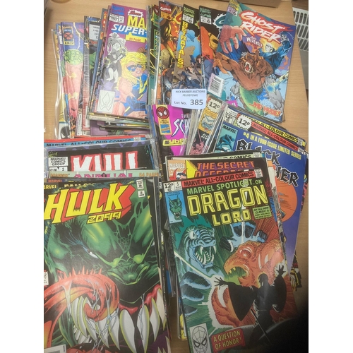 385 - Comics : Marvel comic selection of many different issues all listed - Dragon Lord, Hulk, Superheroes... 