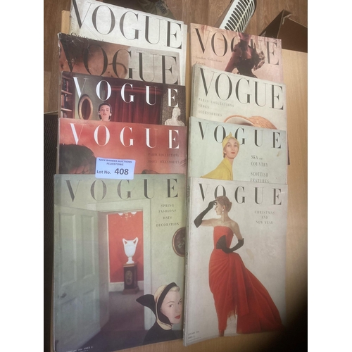 408 - Magazines : Vogue - vintage issues 1950 (9) 1,2,3,4,7,8,9,10,12 generally good - odd corner scuff