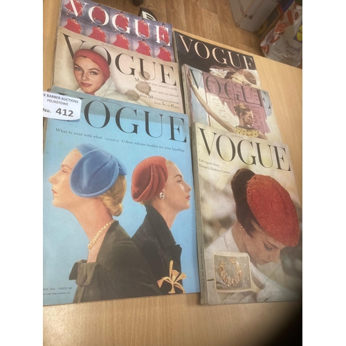 412 - Magazines : Vogue - vintage issues 1954 (6) issues 3,5,6,10,11,12 generally good cond/odd edge scuff