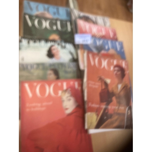 413 - Magazines : Vogue - vintage issues 1955 inc 1,2,3,4,7,8,12 plus pattern books 3 & 5 (9) odd scuf... 