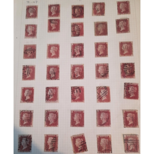 53 - Stamps : Great Britain 1d Red Plate Number Sel . Stated 71 to 224 (ex 77) Later plates checked and a... 