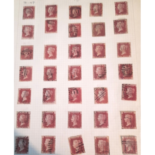 53 - Stamps : Great Britain 1d Red Plate Number Sel . Stated 71 to 224 (ex 77) Later plates checked and a... 