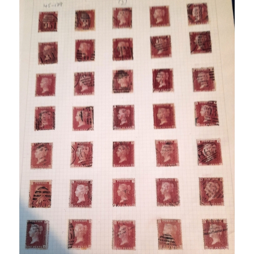 53 - Stamps : Great Britain 1d Red Plate Number Sel . Stated 71 to 224 (ex 77) Later plates checked and a... 