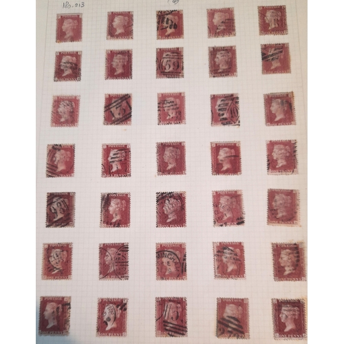 53 - Stamps : Great Britain 1d Red Plate Number Sel . Stated 71 to 224 (ex 77) Later plates checked and a... 