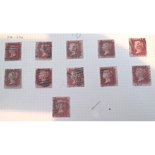 53 - Stamps : Great Britain 1d Red Plate Number Sel . Stated 71 to 224 (ex 77) Later plates checked and a... 