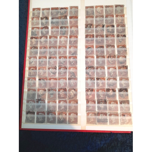 54 - Stamps : Great Britain 1841 1d Red Imperfs mainly 3 or 4 margin examples 140 Approx. Plus  an album ... 