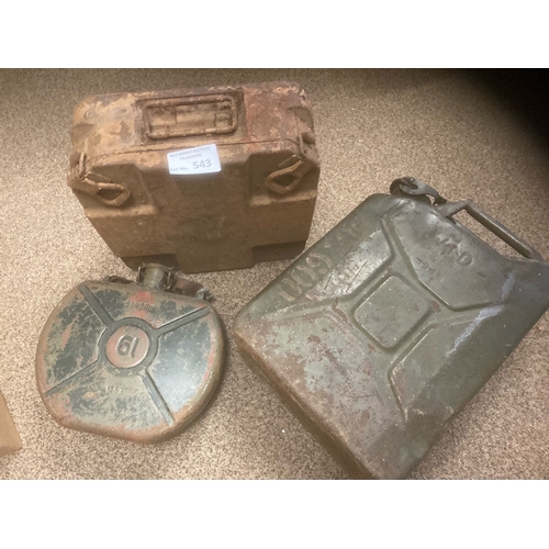 543 - Collectables : Militaria WWII Jerry Cans x 3 varying sizes nice items