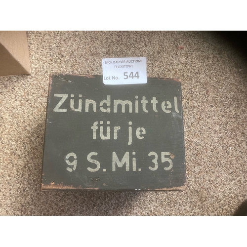 544 - Collectables : Militaria - WWII small German military wooden box Zundmittel fur je 9S Mi 35