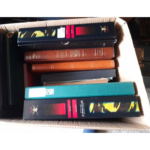 55 - Stamps : large box cntg. A number of albums etc., incl binders depicting Royalty  also 2 giant album... 