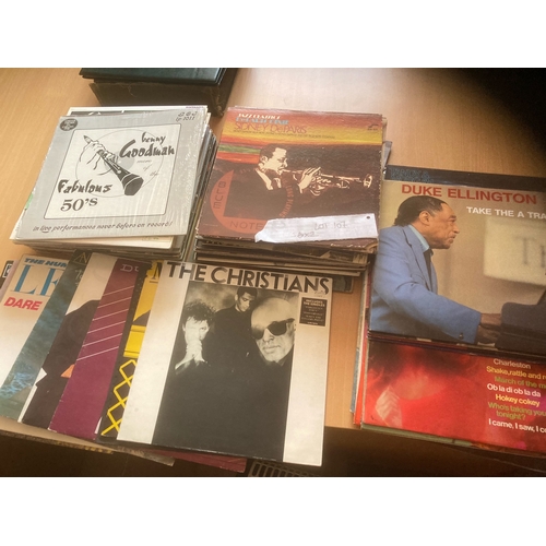 107 - Records : 2 large boxes of mixed genre albums inc much jazz/pop/rock etc (150+ albums)