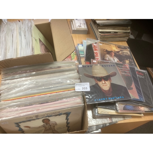 203 - Records : Country large collection of albums 150+ in 2 boxes - all sleeved/priced - many good names