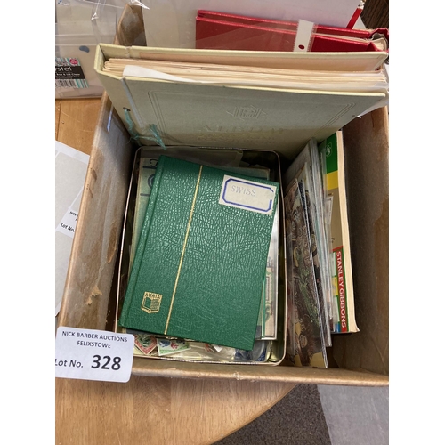 328 - Stamps : Box of albums, stockbooks, tins, loose etc