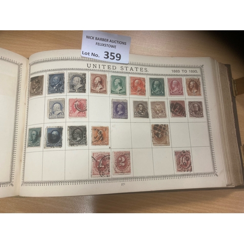 359 - Stamps : Super vintage 'postage stamp album' great condition reasonably filled and includes 3x penny... 