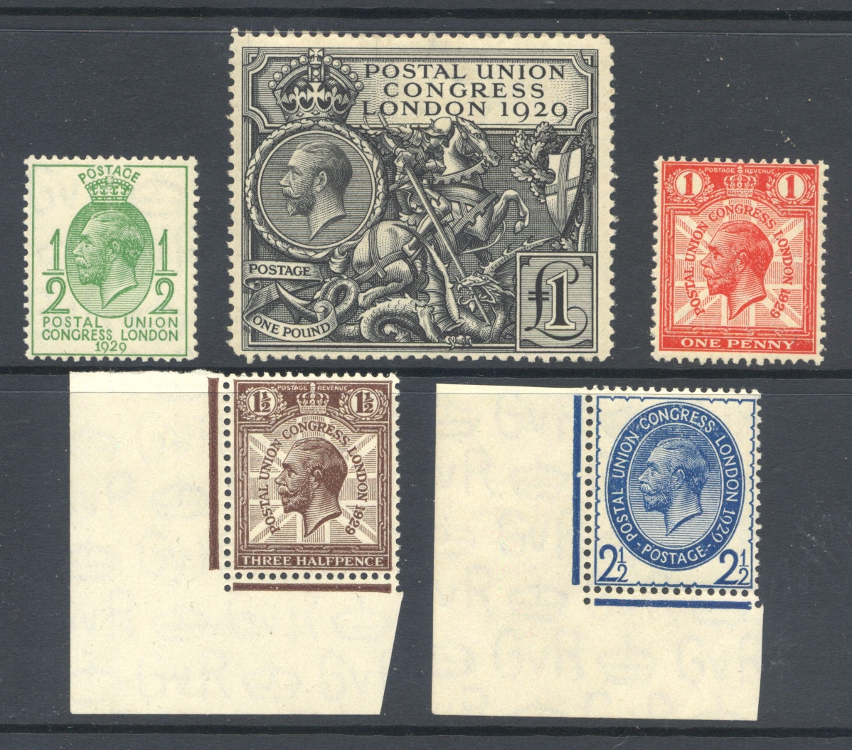 Stamps : GREAT BRITAIN 1929 PUC Issue 1/2d to £1. All fine Mint 1/2d to ...