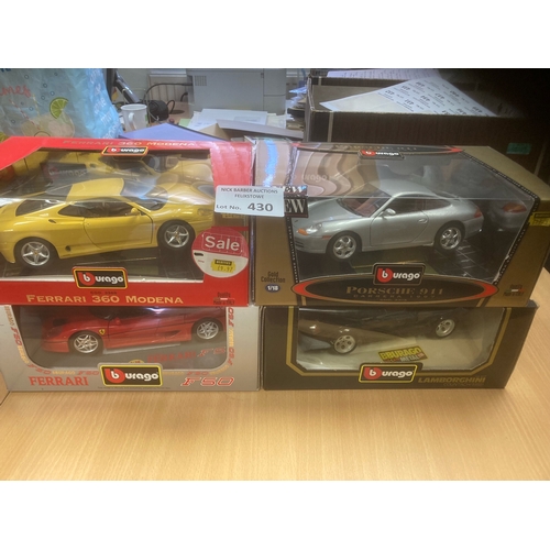 430 - Diecast : 1:18 scale burage boxed models in Ferrari, Porsche  - decent condition