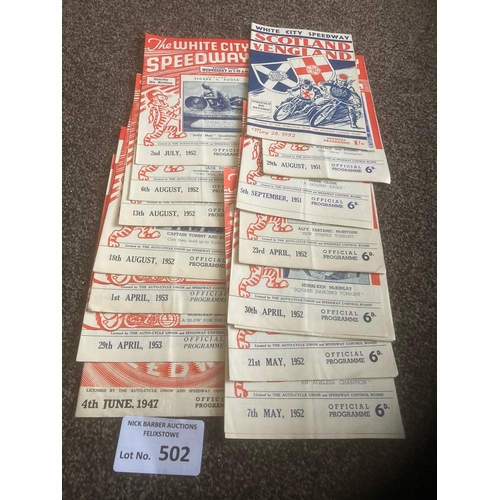 502 - Speedway : Glasgow White City collection of programmes all early 1950s - all fine cond (14)