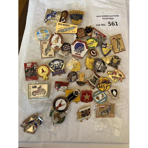 561 - Speedway : Badges nice collection of 40 club/event/rider badges 1970s onwards