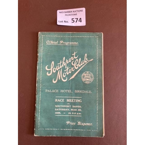 574 - Motor Racing : Southport Motor Club race meeting @ Southport sands - sl creased middle 30/3/1929 32 ... 