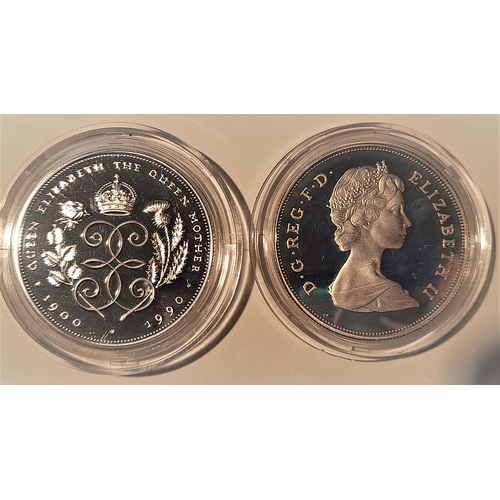 678 - Coins : GREAT BRITAIN Chas & Diana Wedding 1981 and Queen Mother's 90th Birthday £5 Proof coins of .... 