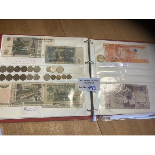 693 - Coins/Banknotes : Great album of banknote from across the world inc China, Russia - great lot