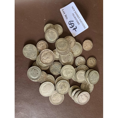 697 - Coins : King George V collection of silver coins half crowns, shillings etc- weight 430g