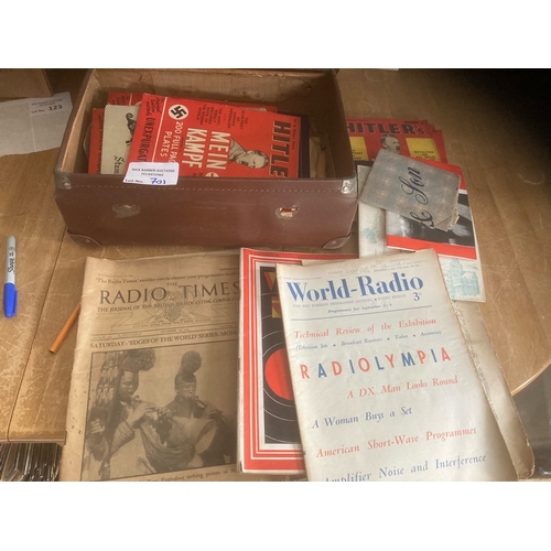 701 - Collectables : Ephemera - case of magazines Mein Kampf etc & Radio Times back to 1930