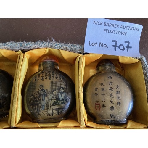 707 - Collectables : Far East China/Japan perfume bottles in cloth case lovely items