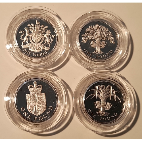 715 - Coins : GREAT BRITAIN 4 Various £1 proof .925 Silver coins