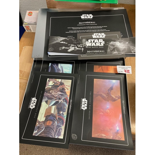 722 - Collectables : Star Wars - The Movie Saga Master Works Lithographic Print Collection in metal tin lt... 