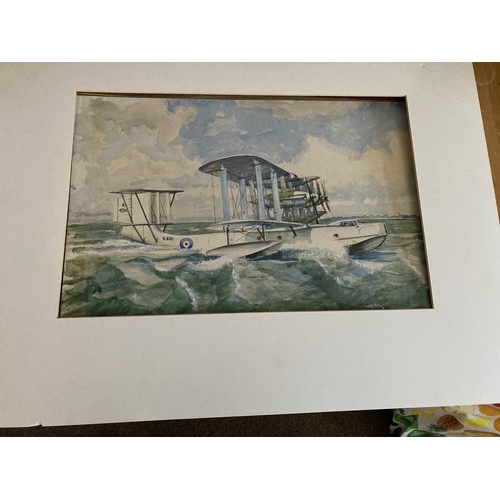 729 - Collectables : Felixstowe Sea Plane painting - modern within card surround