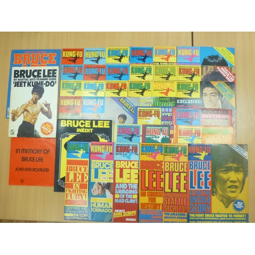 619 - Comics/Magazines : Bruce Lee connected items inc Kung Fu, records, cassettes etc - nice lot