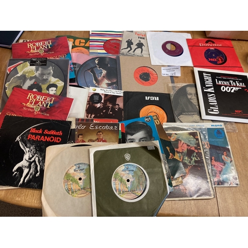 118 - Records : Small box of 45s singles - interesting lot inc Elvis, Beatles, Tin Machine, Bowie etc (40+... 