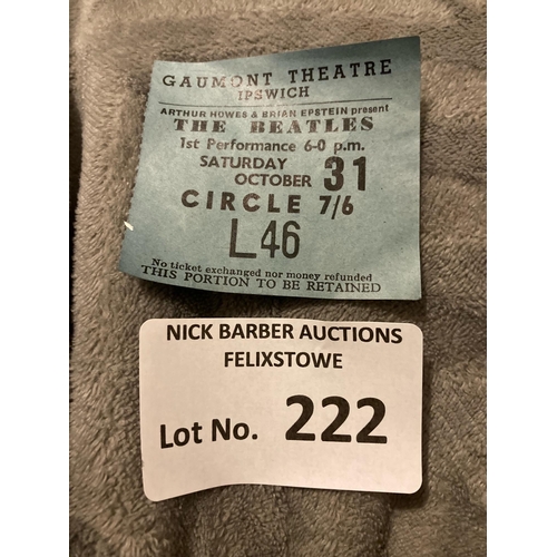 222 - Records : BEATLES original ticket from concert October 31st 1964 - circle L46 - great condition