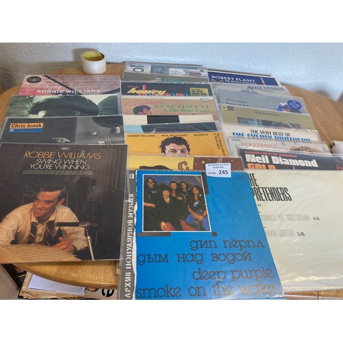 245 - Records : Box of records inc Robbie Williams, Deep Purple, C. Isaak etc - good conditions (21)