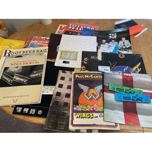 246 - Records : Concert programmes - several with tickets inc Pink Floyd, Jam, Wings, McCartney etc