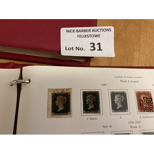 31 - Stamps : GB collection in 2 SG albums inc 2x penny black, KEVII HV, nice lot & book of penny reds in... 