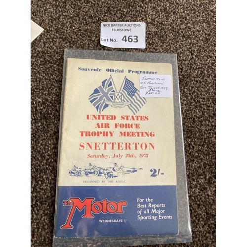 463 - Motor Racing : Snetterton US Airforce Trophy programme 25/07/1953 - fine condition