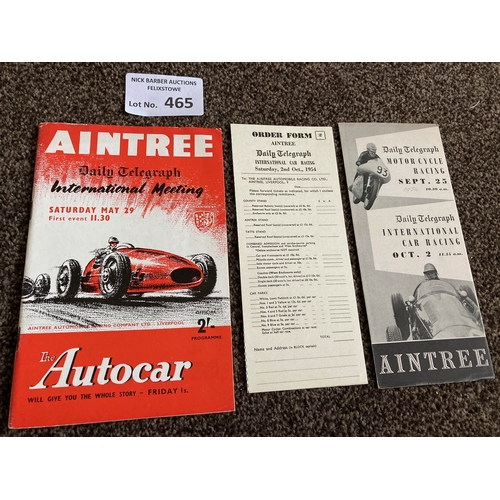 465 - Motor Racing : Aintree - First meeting on the circuit inc 2 race day inserts & 2 period photos