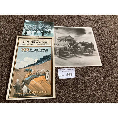 469 - Motor Racing : Brooklands - 200 miles race programme 25/09/1926 super iconic item in fine condition ... 