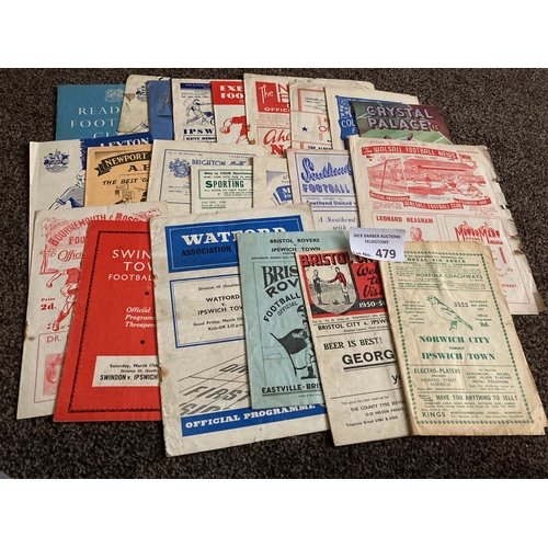 479 - Football : Ipswich Town programmes - away fixtures 1950/1 - super lot inc Orient Newport, Bournemout... 