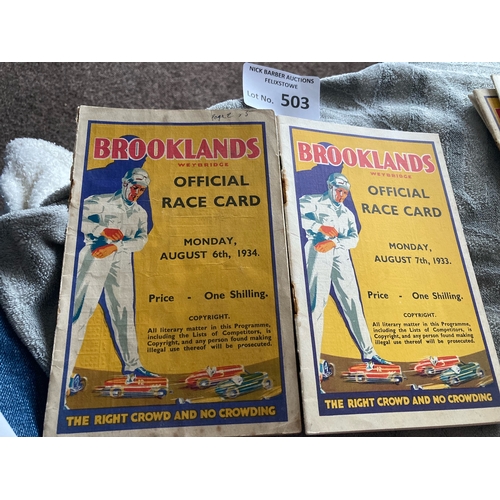 503 - Motor Racing : Brooklands programmes (2) Byfleet Handicap 07/08/1933, Esther Handicap 08/08/1934 - g... 