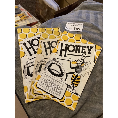 509 - Speedway : 'Honey' - Coventry bees fanzine 1940s/50s Vol 2 No. 2 & Vol 3 No. 1 & 4 - great condition... 