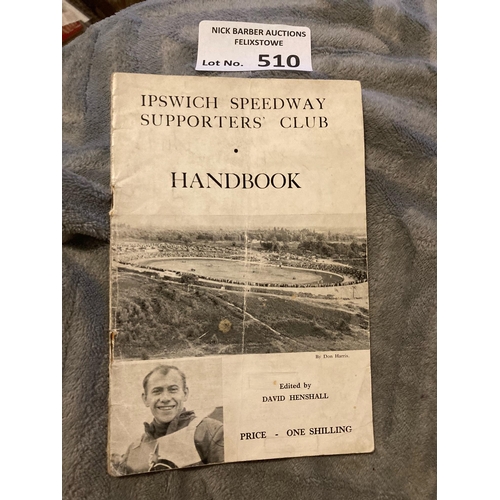 510 - Speedway : Ipswich Speedway handbook 1952 small booklet style - rare issue