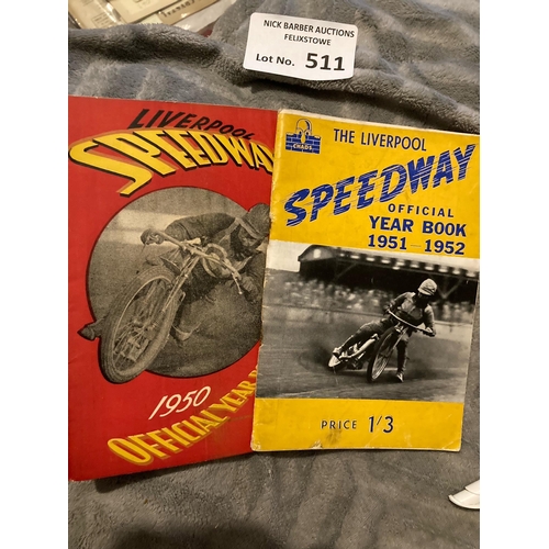 511 - Speedway : Liverpool Chads handbooks rare issues 1950 & 51 - good conditions (2)