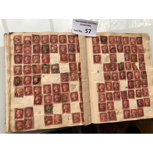 57 - Stamps : Old ledger style album with 37 pages of penny reds (imperf and perf) condition  mixed and a... 