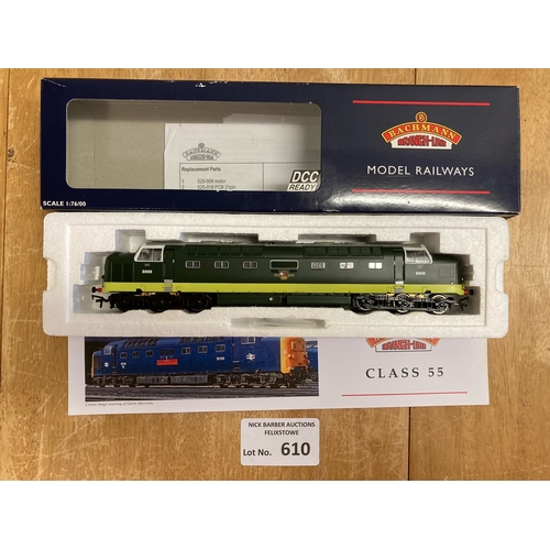 610 - Diecast : Bachmann  - Railway engine 32-530 Class 55 Delta D006 BR-two tone green boxed//model - gre... 